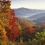 Autumn On Blue Ridge Range Near Jumping Poster