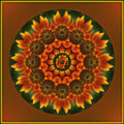 Autumn Sunflower Kaleidoscope Poster