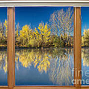 Autumn Water Reflection Classic Wood Window View Poster