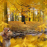 Autumn With A Squirrel - Autumn Art By Giada Rossi Poster