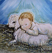 Baby Jesus Little Lamb Poster
