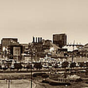 Baltimore Skyline Panorama In Sepia Poster