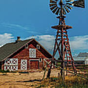 Barn With Windmill Poster