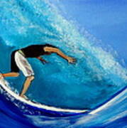 Barrel Surfer Ocean Wave Poster