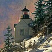 Bass Harbor Light In A Winter Storm Poster