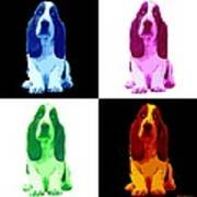 Basset Hound Puppy 4 Colors Poster