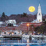 Winter Street Moon Bath Maine Poster