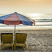 Beach Chairs, Kuta Beach, Bali Poster