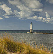 Beach Grass Dune And The Frankfort Lighthouse On Lake Michigan Poster