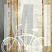 Beachscape Bicycle Family Gold Neutral Poster