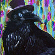 Beautiful Dreamer Black Raven Crow 8x10 Mixed Media By Jaime Haney Poster