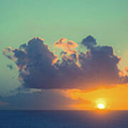 Beautiful Sunset On Sea Horizon Poster