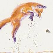 Bee Naive - Leaping Fox Cub Poster