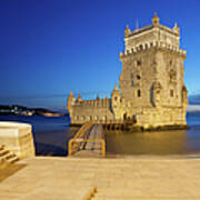 Belem Tower At Night In Lisbon Poster