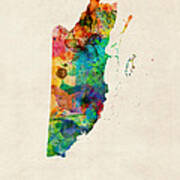 Belize Watercolor Map Poster