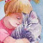 Kitten And A Little Girl Poster