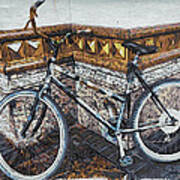 Bicycle Leaning On Wall Poster