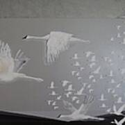 Birds On A Silver Sky Poster