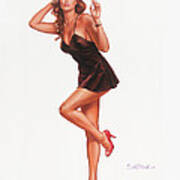 Black Negligee Girl Poster