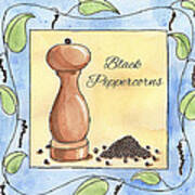 Black Peppercorns Kitchen Art Poster