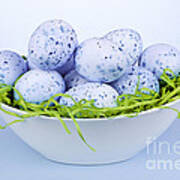 Blue Easter Eggs In Bowl Poster