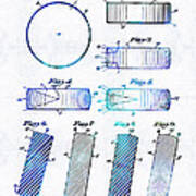 Blue Hockey Art - Hockey Puck Patent - Sharon Cummings Poster