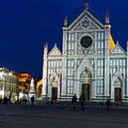 Blue Hour - Santa Croce Church Florence Italy Poster