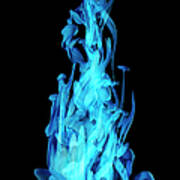 Blue Ink In Water On Black Background Poster