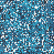 Blue Pixel Art Poster