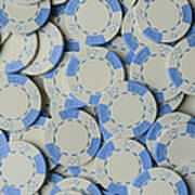 Blue Poker Chip Background Poster