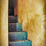 Blue Stairs - Yellow Wall Poster