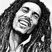 Bob Marley Art Drawing Sketch Portrait Poster