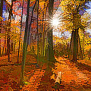 Bold And Colorful Autumn Forest Impression Poster