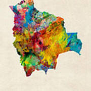 Bolivia Watercolor Map Poster