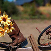 Boot With Flowers Poster