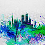 Boston Watercolor Skyline Poster