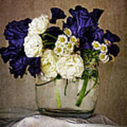 Bouquet Of Irises Roses And Daises Poster