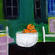 Bowl Of Oranges- Abstract Still Life Painting Poster