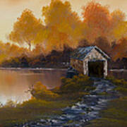 Covered Bridge In Fall Poster