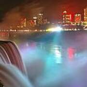 Bright Lights At Niagara Falls Panorama Poster