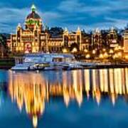 British Columbia Parliament Christmas Lights Poster