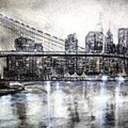Brooklyn Bridge Drawing Poster