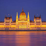 Budapest Parliament At Night Poster
