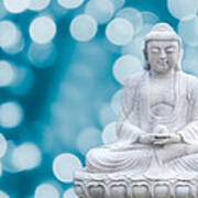 Buddha Enlightenment Blue Poster