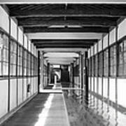 Buddhist Temple In Black And White - Passageway Poster