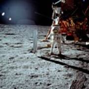 Buzz Aldrin Walking On The Moon Poster