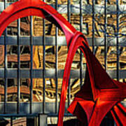 Calder Sculpture Called The Flamingo In Downtown Chicago Poster