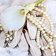 Calla Lily With Pearls Poster