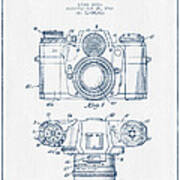 Camera Patent Drawing From 1962- Blue Ink Poster