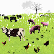 Carbon Footprints Of Farm Animals Poster